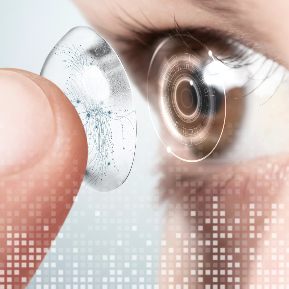Eye,With,Smart,Contact,Lens,Website,Background.,Using,Artificial,Intelligence